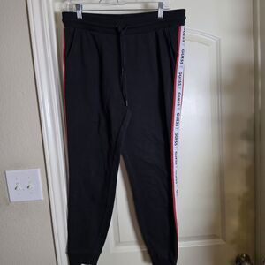 GUESS Los Angeles Black Men’s Large Logo Tape Sweatpants Joggers